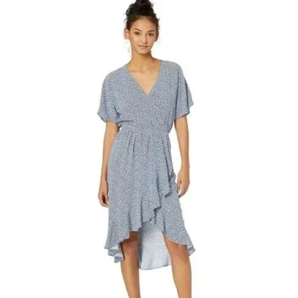 j crew short sleeve wrap dress J.Crew Mercantile Red Floral Faux Wrap Mini Dress Short Sleeve Ruffle Hem Size 2